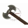 CARBON STEEL BARBARIAN DOUBLE BLADE MEDIEVAL AXE WITH HARDWOOD HANDLE